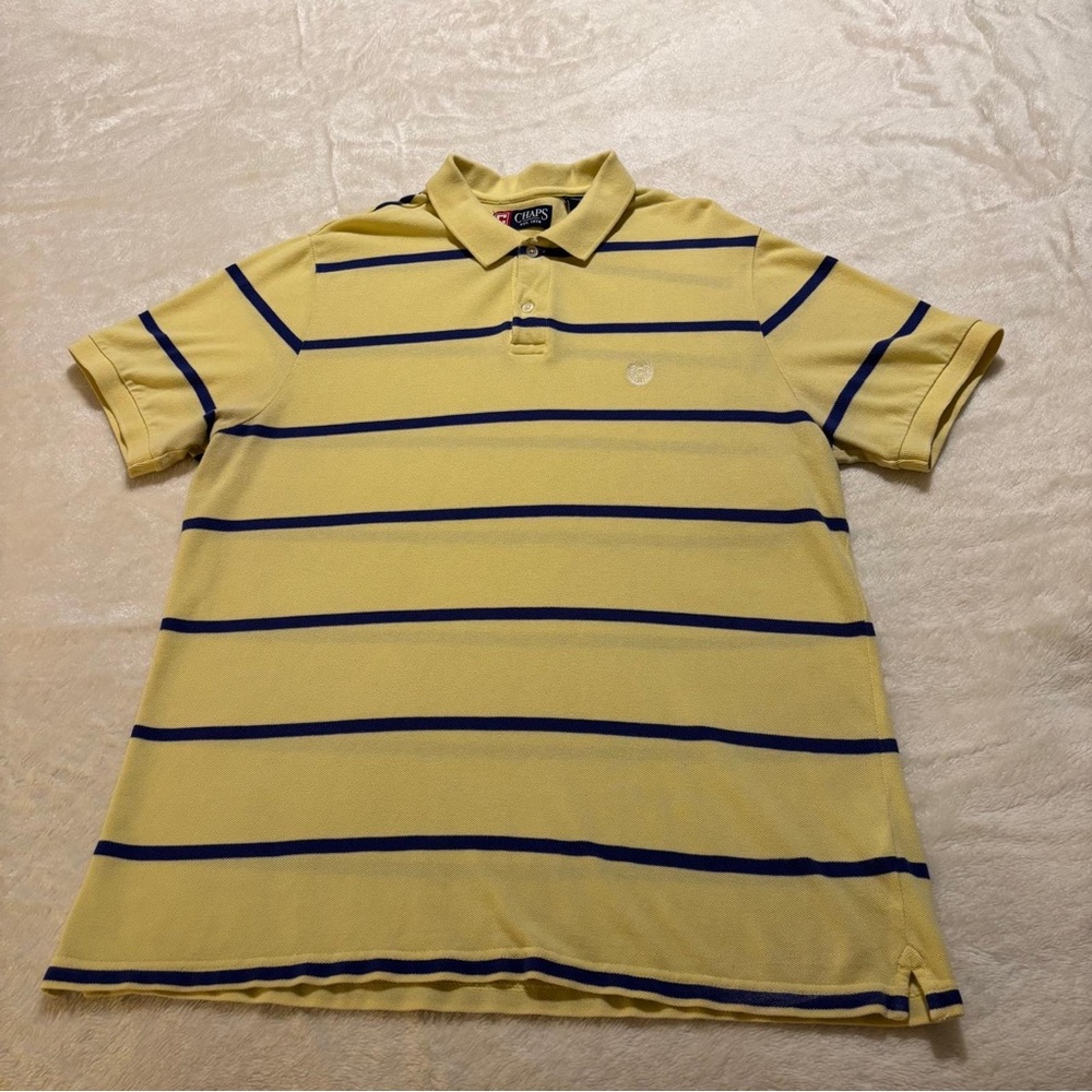 Chaps Yellow and Blue Striped Polo Shirt